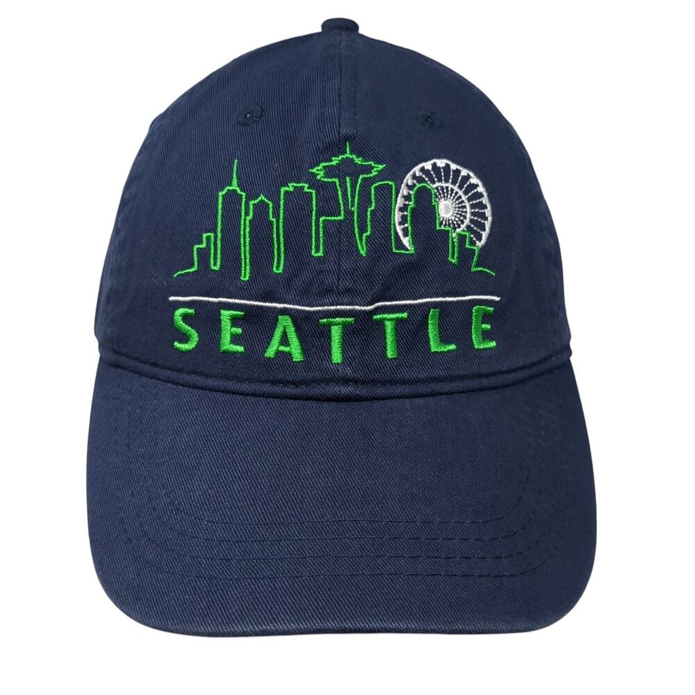 Seattle Slideback Hat Blue One Size Adjustable Embroidered 6 Panel